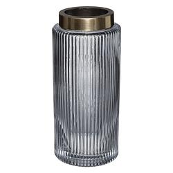 Foto van Atmosphera bloemenvaas - elegance - cilinder vorm - grijs transparant - glas - h26 x d12 cm - vazen