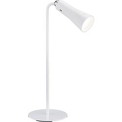 Foto van Led bureaulamp - trion moxi - 2w - warm wit 3000k - oplaadbaar - rond - mat wit - aluminium