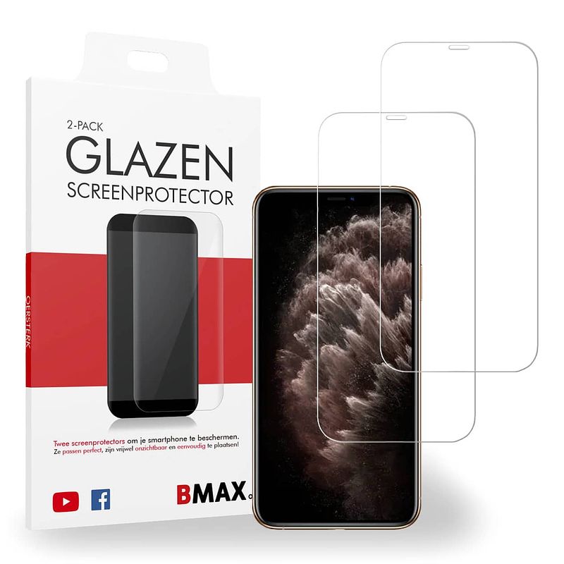 Foto van 2-pack bmax apple iphone 11 pro max screenprotector - glass - 2.5d