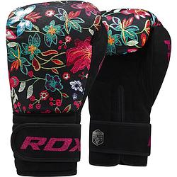 Foto van Rdx sports bokshandschoenen fl-3 floral - zwart - 12oz - leer