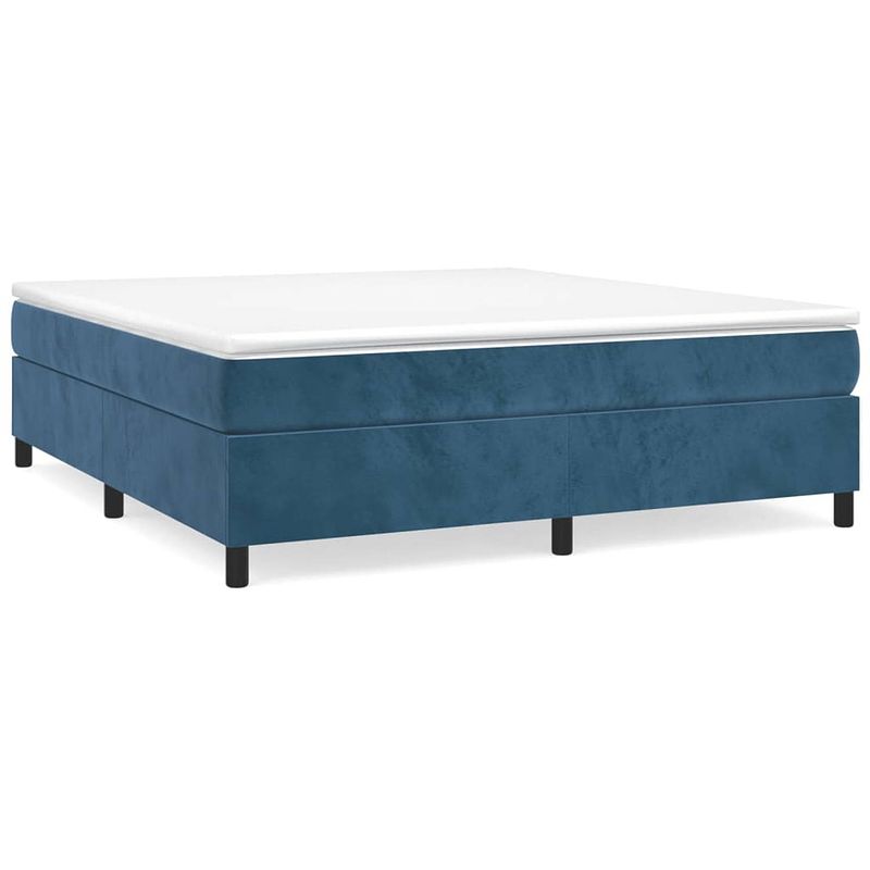 Foto van Vidaxl boxspring met matras fluweel donkerblauw 160x200 cm