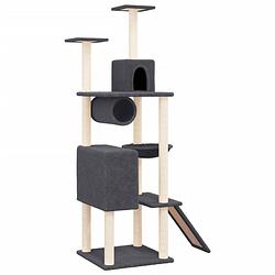 Foto van The living store kattenmeubel all-in-one - 91 x 52 x 168 cm - donkergrijs