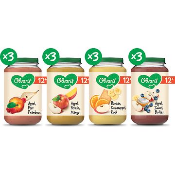 Foto van Olvarit variatiemenu fruit 12 mnd 12+ maanden 200g bij jumbo