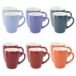 Foto van Otix koffiekopjes - koffiemok - 12 stuks - diverse kleuren - 300 ml - aardewerk