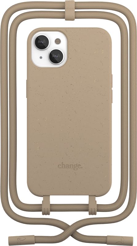 Foto van Change case apple iphone 13 mini back cover met koord bruin