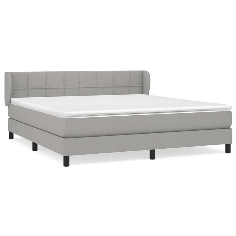 Foto van The living store boxspringbed - comfort line - bed - 203x163x78/88 cm - lichtgrijs - pocketvering matras - middelharde