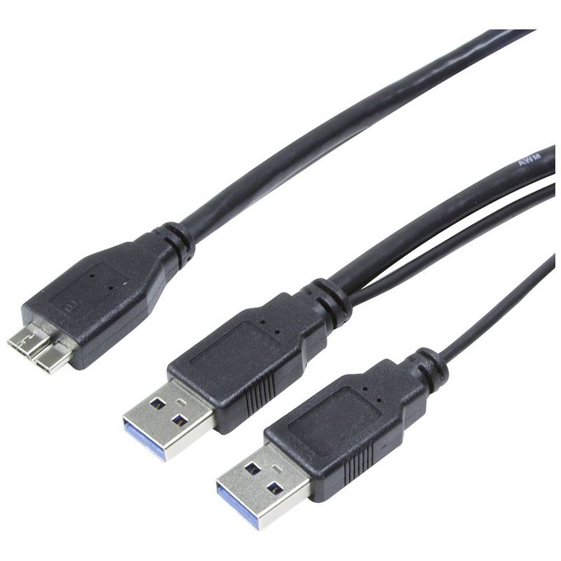 Foto van Logilink usb-kabel usb 3.2 gen1 (usb 3.0 / usb 3.1 gen1) usb-a stekker, usb-a stekker, usb-micro-b 3.0 stekker 0.60 m zwart cu0071