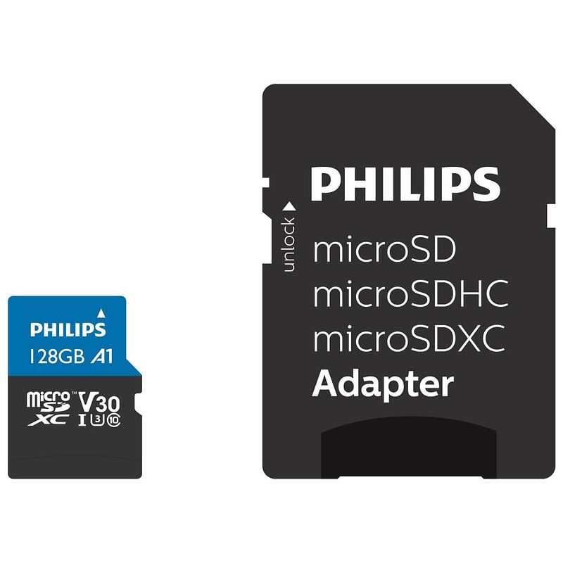 Foto van Philips fm12mp65b - micro sdxc kaart 128gb incl. adapter - class 10 - uhs-i u3