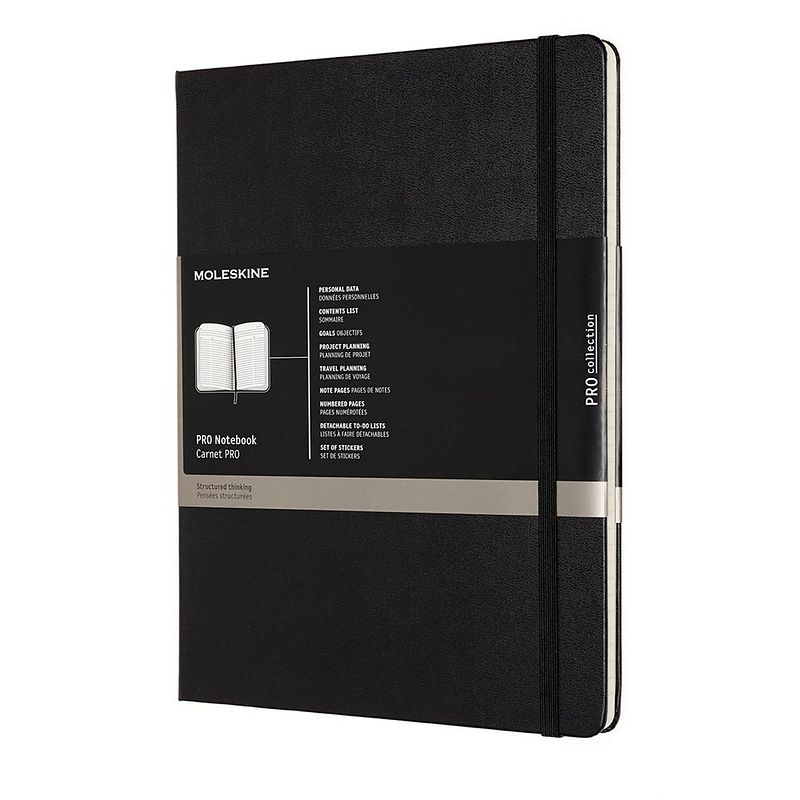 Foto van Moleskine notitieboek professional, ft 19 x 25 cm, gelijnd, harde cover, 189 blad, zwart