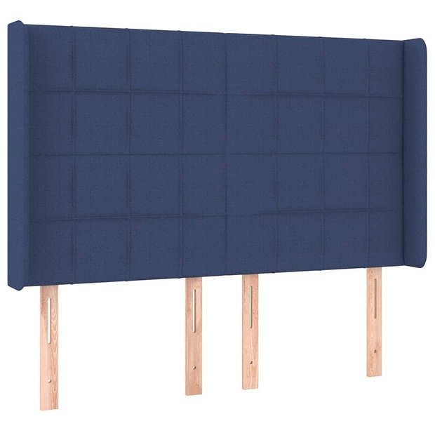 Foto van Vidaxl hoofdbord met randen 147x16x118/128 cm stof blauw