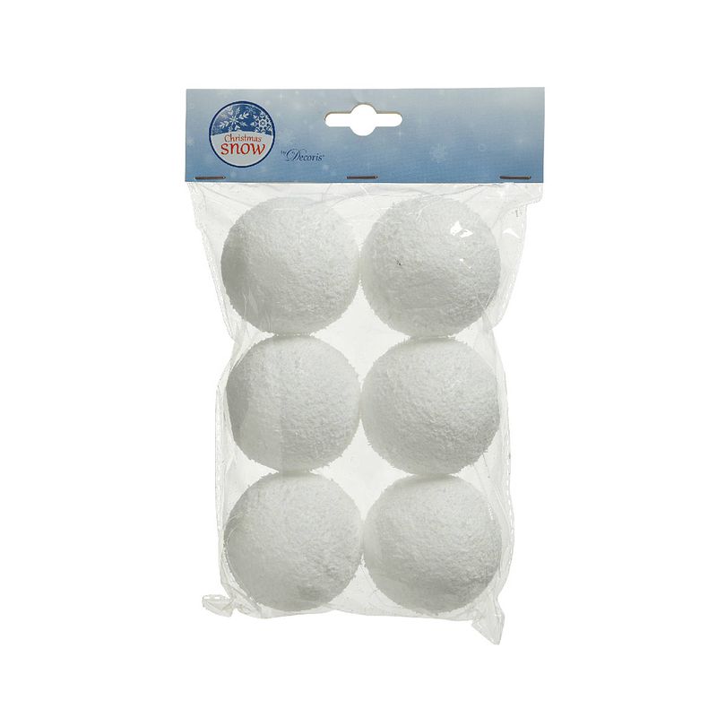 Foto van Sneeuwballen foam hang d6 cm wit 6st