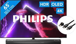 Foto van Philips 65oled807 - ambilight (2022) + soundbar + hdmi kabel