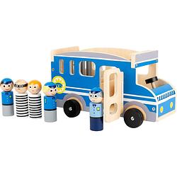 Foto van Small foot politiebus xl hout jongens 30 cm blauw 6-delig