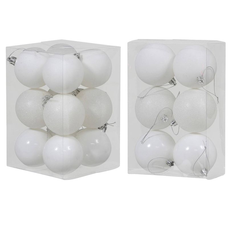 Foto van Kerstversiering set kerstballen wit 6 - 8 cm - pakket van 54x stuks - kerstbal