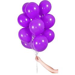 Foto van Folat ballonnen met lint 23 cm latex paars 30 stuks