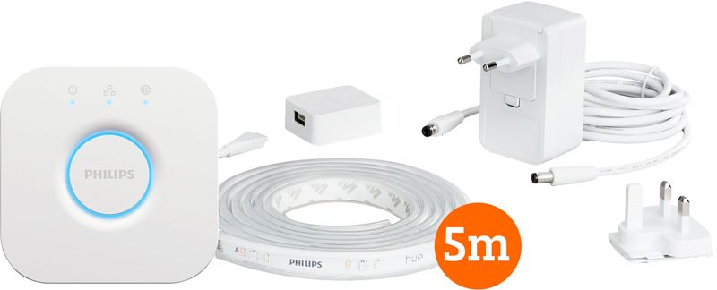 Foto van Philips hue lightstrip plus white & color 5m basisset + bridge