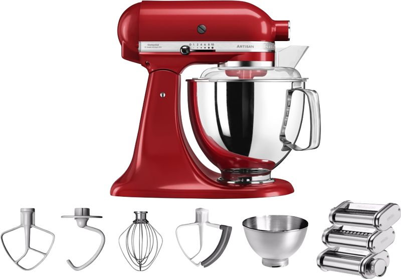 Foto van Kitchenaid artisan 5ksm175ps keizerrood + pastarollerset