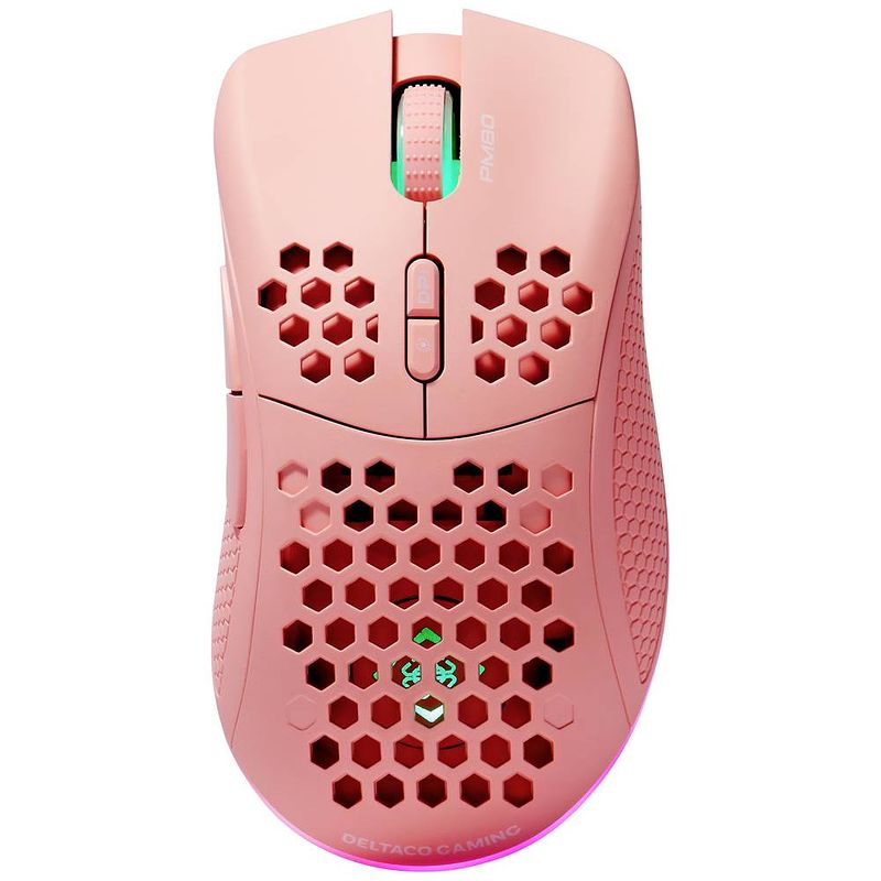 Foto van Deltaco gaming pm80 gaming-muis draadloos, kabelgebonden optisch pink 64000 dpi verlicht, oplaadbaar