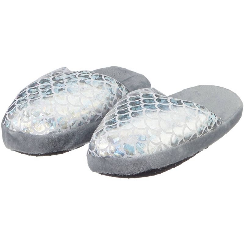 Foto van Kinder pantoffels/sloffen zeemeermin zilver slippers 30/31 - sloffen - kinderen