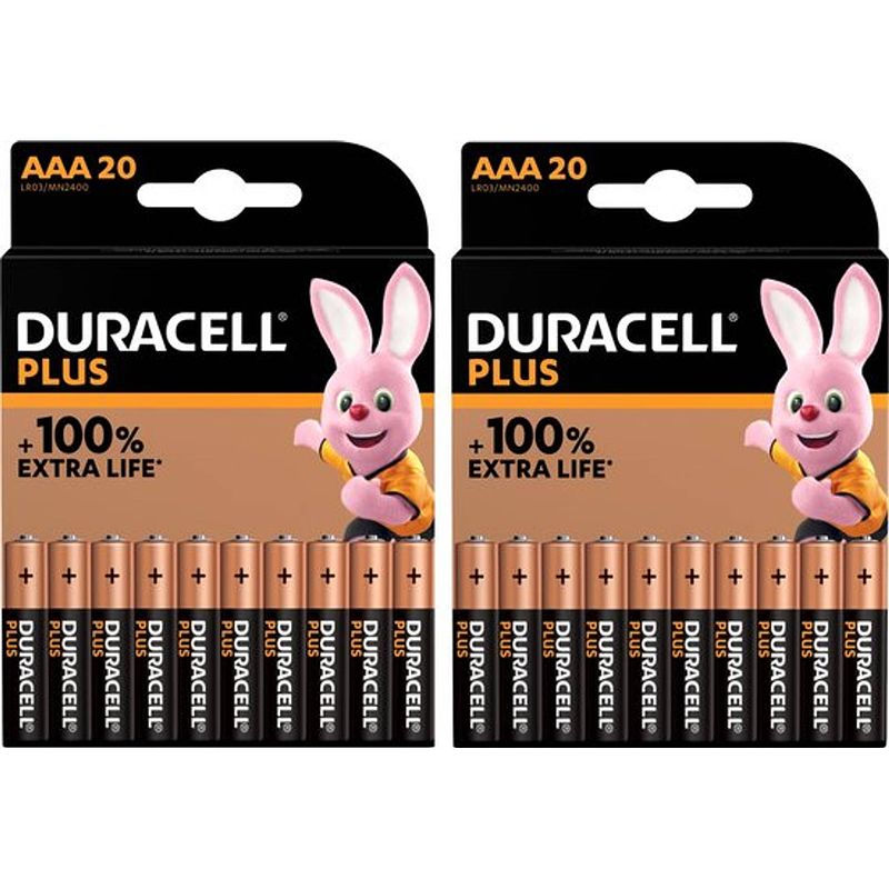 Foto van Duracell plus alkaline 100% aaa 40 pack (lr03)