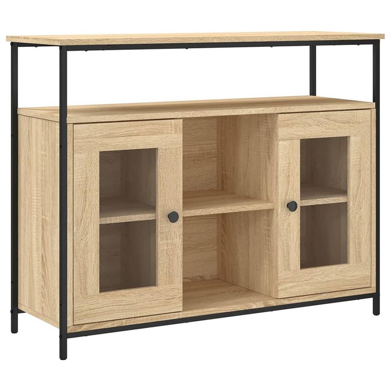 Foto van Vidaxl dressoir 100x35x80 cm bewerkt hout sonoma eikenkleurig