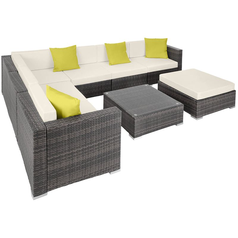 Foto van Tectake -loungeset marbella- wicker tuinset-grijs - 403838