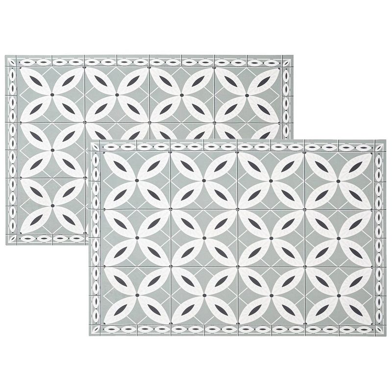 Foto van Set van 4x stuks placemats mozaiek grijs vinyl 45 x 30 cm - placemats