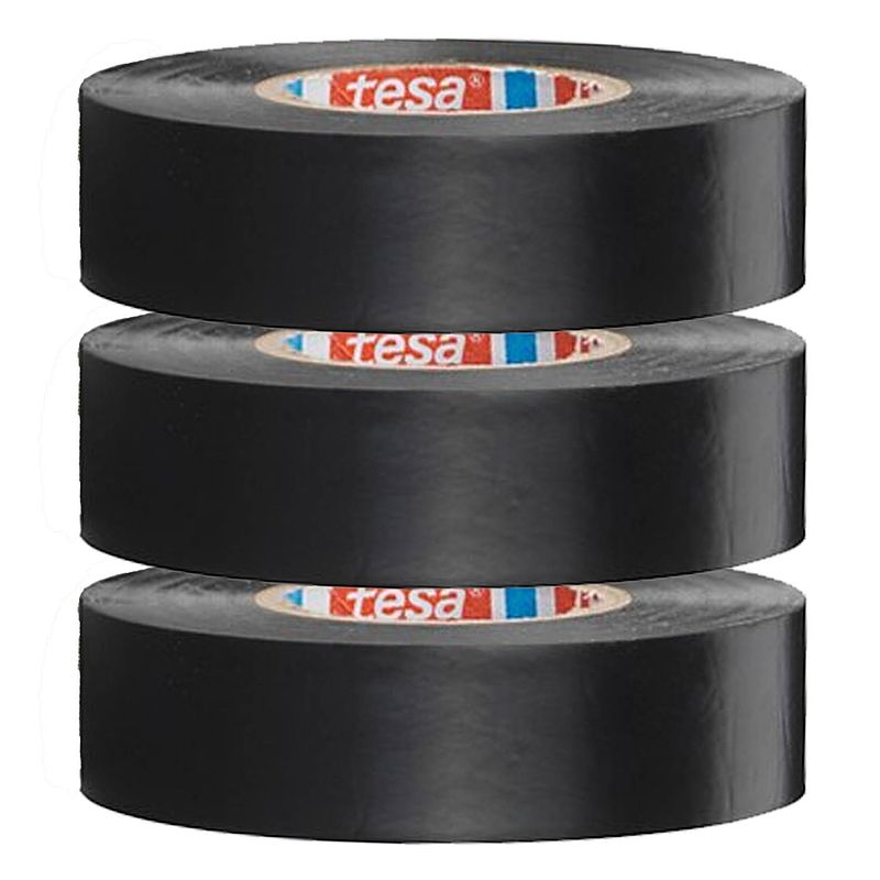 Foto van 3x tesa isolatie tape op rol zwart 10 mtr x 1,5 cm - tape (klussen)