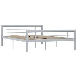 Foto van The living store metalen bedframe - grijs/wit - 212 x 127.5 x 65.5 cm - geschikt voor 120 x 200 cm matras - inclusief