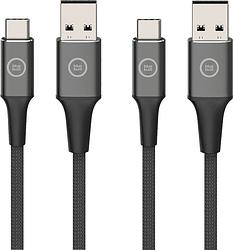 Foto van Bluebuilt usb a naar usb c kabel 1,5m nylon zwart duo pack