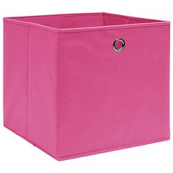 Foto van The living store opbergbox inklapbaar roze - nonwoven stof 32x32x32cm - set van 1