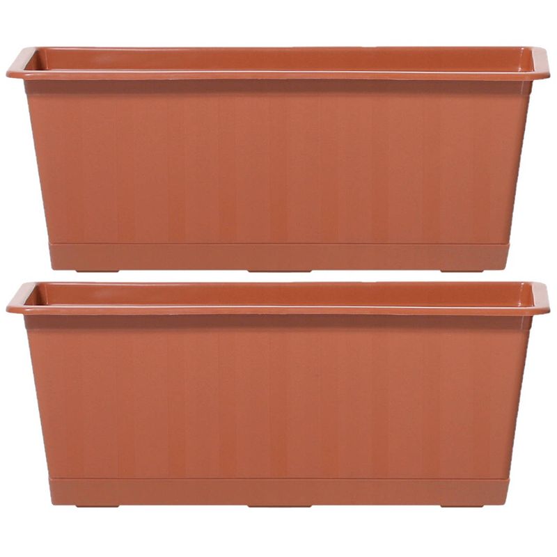 Foto van 2x terracotta kunststof agro plantenbakken/bloembakken 50 cm - plantenbakken