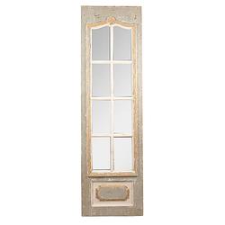 Foto van Clayre & eef spiegel 50x172 cm beige grijs hout glas rechthoek grote spiegel wand spiegel muur spiegel beige grote