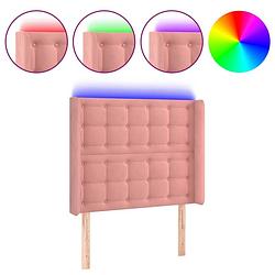 Foto van The living store the living store hoofdeinde - led-hoofdbord - roze - 83x16x118/128 cm - zacht fluweel