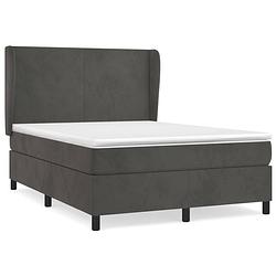 Foto van The living store boxspringbed - donkergrijs fluweel - 193x147x118/128 cm - pocketvering