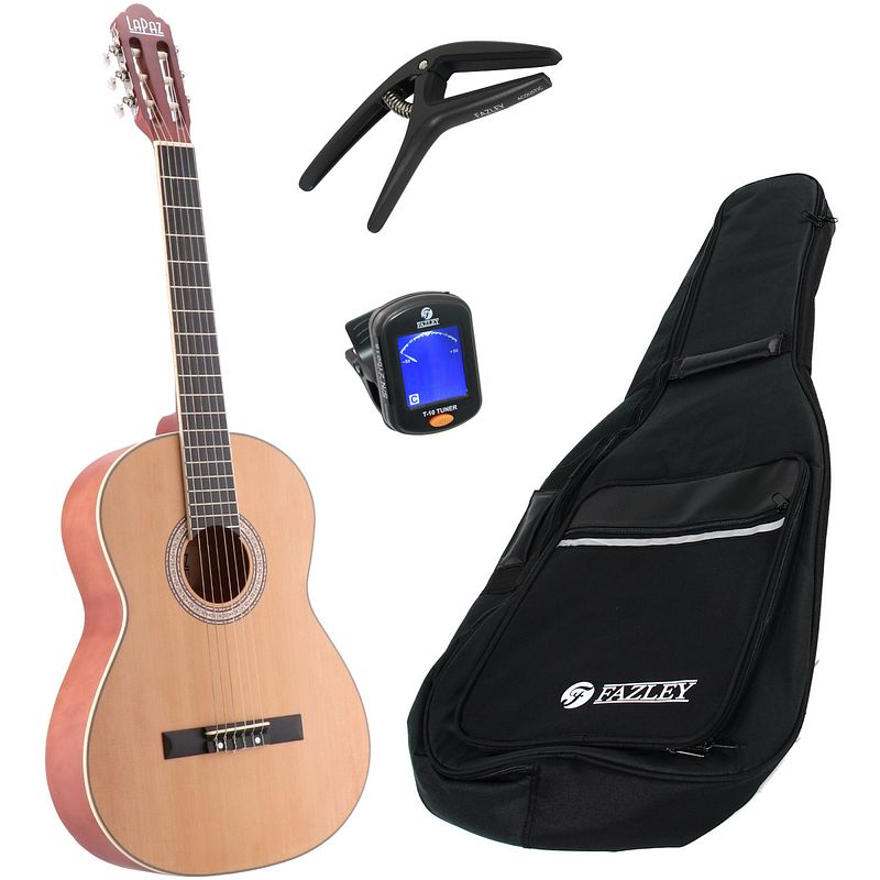 Foto van Lapaz c30n klassieke gitaar 4/4-formaat naturel + gigbag + accessoires