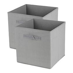 Foto van Urban living opbergmand/kastmand square box - 2x - karton/kunststof - 29 liter - betongrijs - 31 x 31 x 31 cm - opbergma