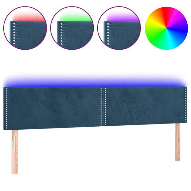 Foto van Vidaxl hoofdbord led 160x5x78/88 cm fluweel donkerblauw