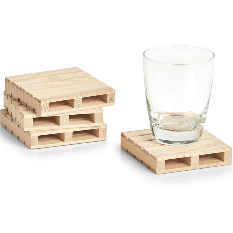 Foto van 8x houten pallet onderzetters voor glazen/bekers 10 x 10 cm - glazenonderzetters