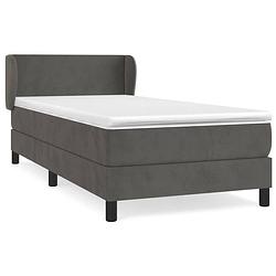 Foto van The living store boxspringbed - - bed - 203 x 93 x 78/88 cm - donkergrijs - fluweel