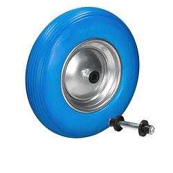 Foto van Kruiwagenwiel massief rubber pu 4.80/4.00-8 blauw 390 mm