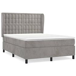 Foto van The living store boxspringbed - zacht fluweel - 140 x 190 cm - pocketvering matras - middelharde ondersteuning -