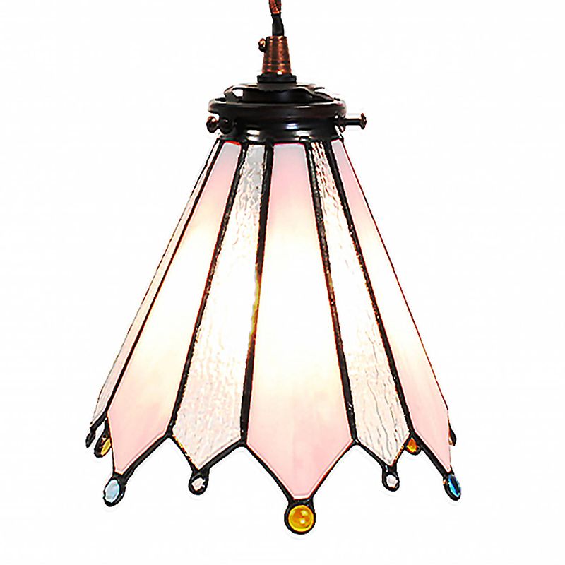 Foto van Haes deco - hanglamp tiffany roze 18x15x115 cm e14/max 1x25w