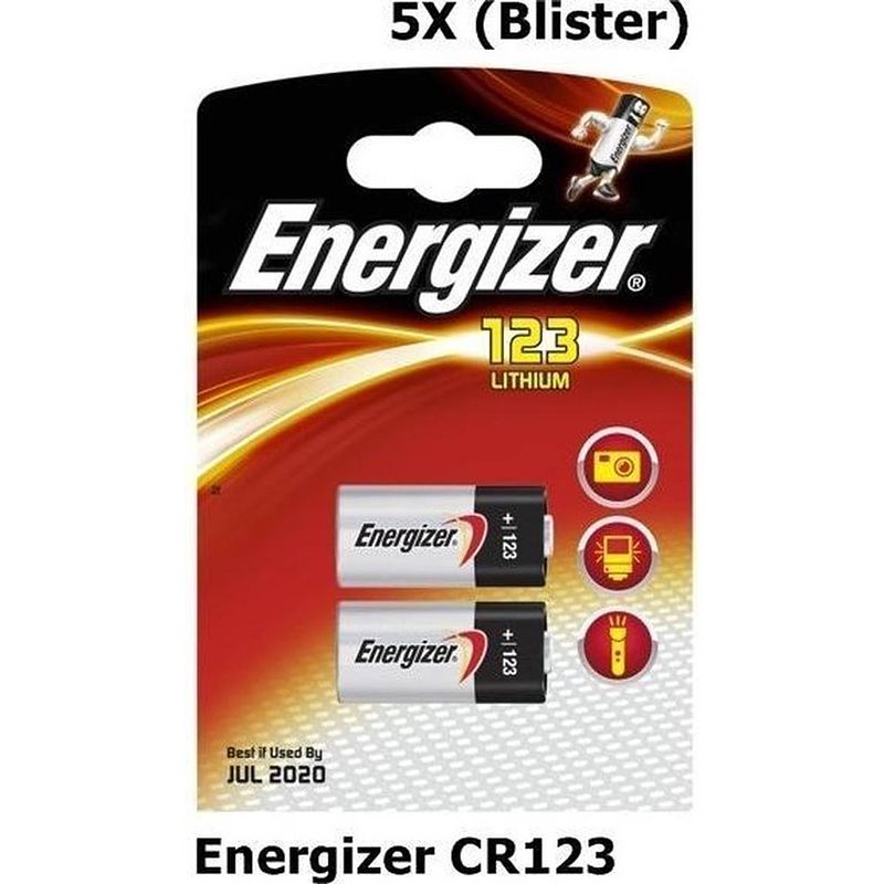 Foto van 10 stuks (5 blisters a 2stk) - energizer cr123 lithium batterij