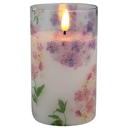 Foto van Magic flame - led kaars in glas bloem 12,5cm roze