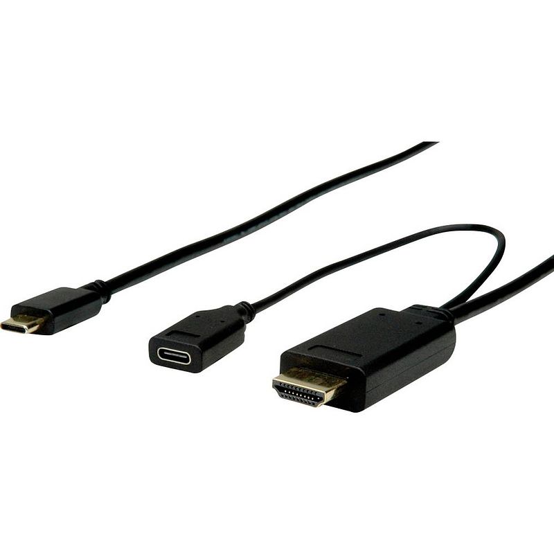 Foto van Roline usb-c / hdmi adapterkabel usb-c stekker, hdmi-a stekker 2.00 m zwart 11.04.5951 usb-c-displaykabel