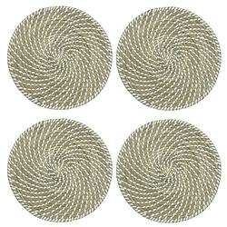 Foto van 4x stuks placemats rond groen/wit zeegras 38 cm - placemats