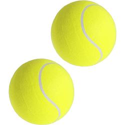 Foto van 2x mega tennisballen xxl geel 22 cm speelgoed/sportartikelen - tennisballen