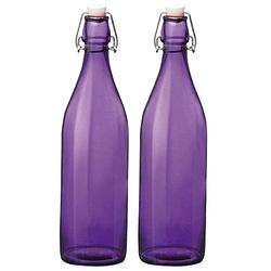 Foto van Set van 2x stuks paarse weckflessen/waterflessen met beugeldop - decoratieve flessen