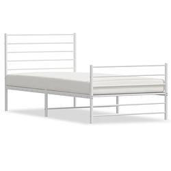 Foto van Vidaxl bedframe met hoofd- en voeteneinde metaal wit 100x200 cm